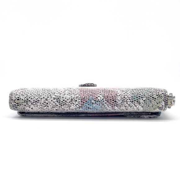 NWT Hobo Act Wristlet Wallet in Lizard Floral Leather White Pink Gray Blue NEW - Picture 4 of 16